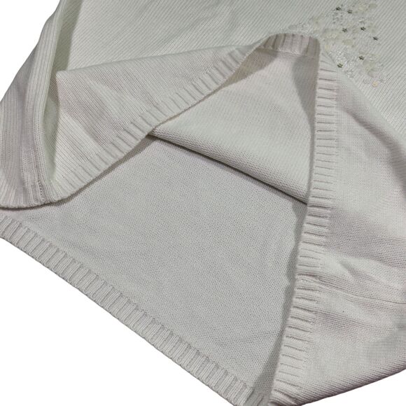 CJ Banks Sweater Women's 2X Ivory Hand Embroidered Beaded Sequin Pullover Retro - Picture 5 of 9